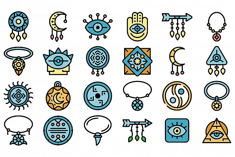 Amulet icons set vector flat example image 1