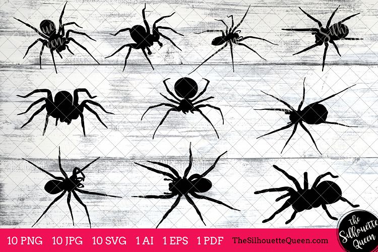 Spider Silhouette Clipart Clip Art (AI, EPS, SVGs, JPGs, PNGs, PDF