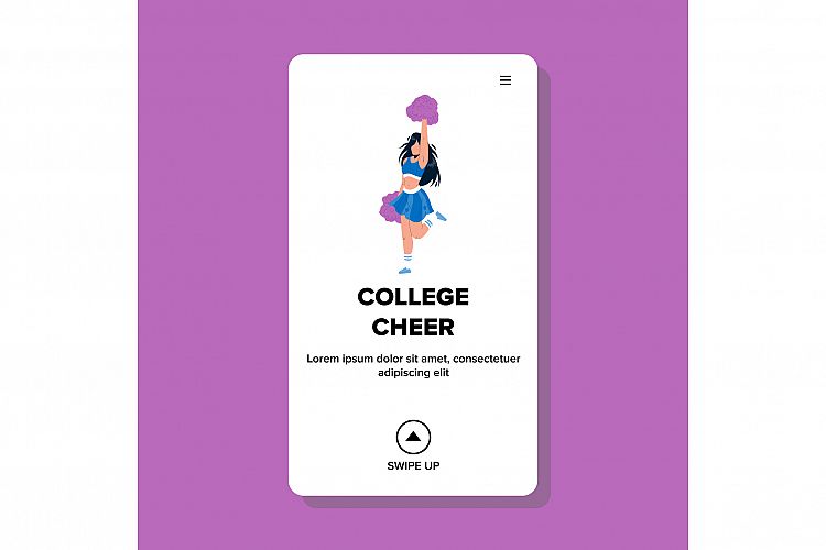 College Cheer Girl Dancing With Pompoms Vector example image 1