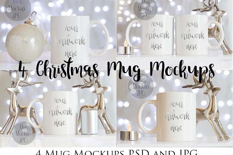 4 Christmas Mug Mockups