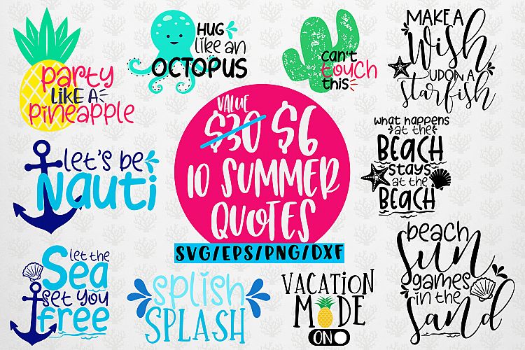 Download Summer Vibes Bundles - 10 Svg EPS DXF PNG Cut File (274191 ...