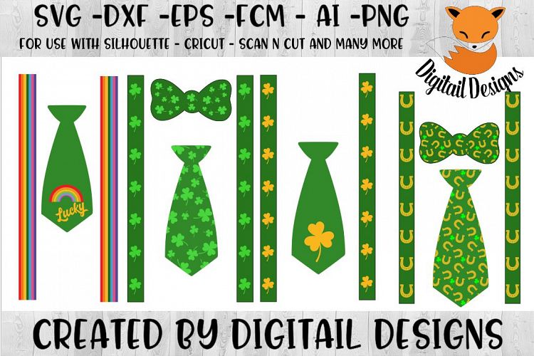 St Patricks Day Tie Bundle SVG - Silhouette - Cricut