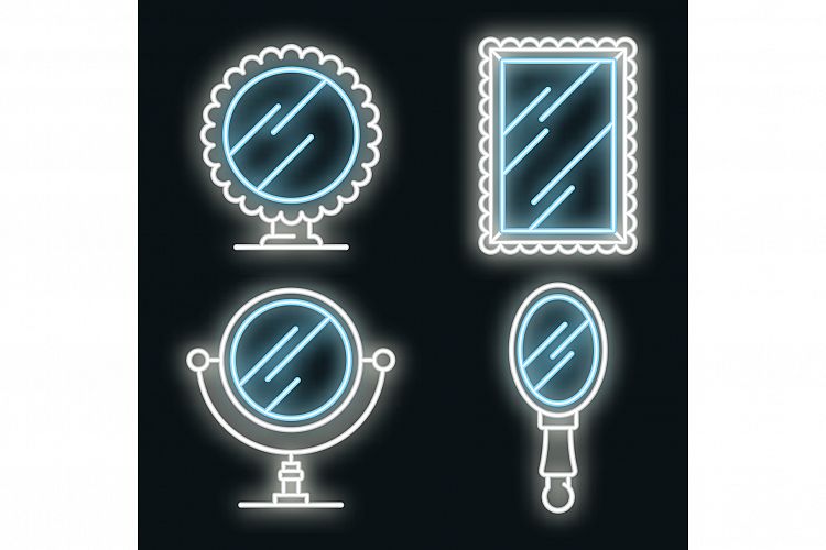 Mirror icons set vector neon example image 1