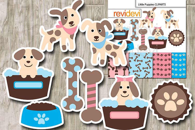 Cute little puppies clipart / dog, pet graphics