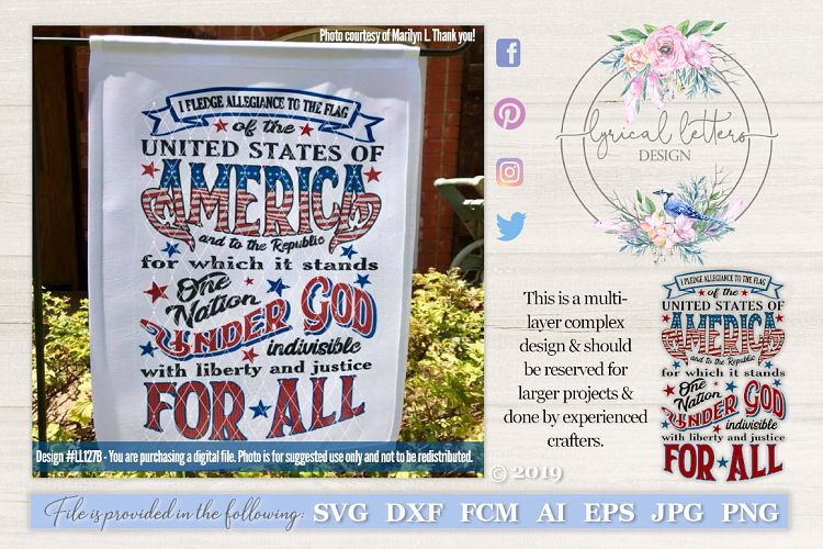 Download Pledge of Allegiance Patriotic July 4th SVG DXF LL127B ...