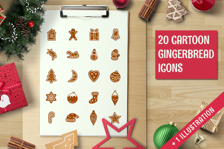 Christmas gingerbread icon set.