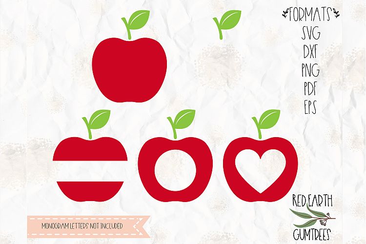 Apple monogram frame, back to school in SVG, DXF,PNG, EPS