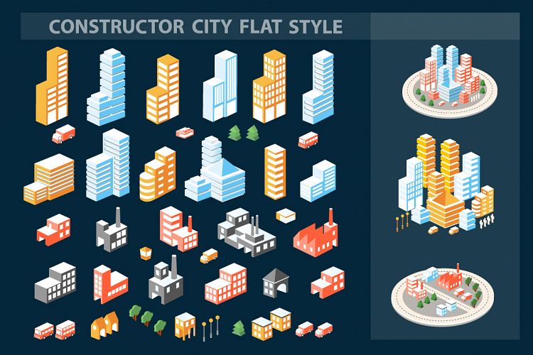 A large set of isometric buildings