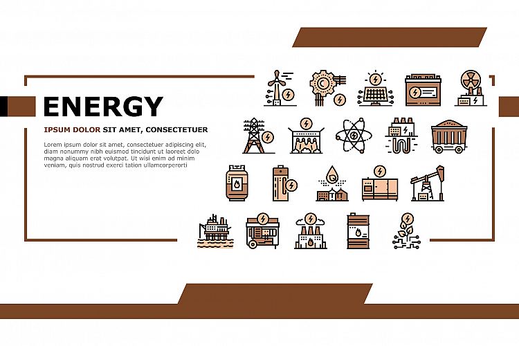 Energy Electricity And Fuel Power Landing Header Vector example image 1