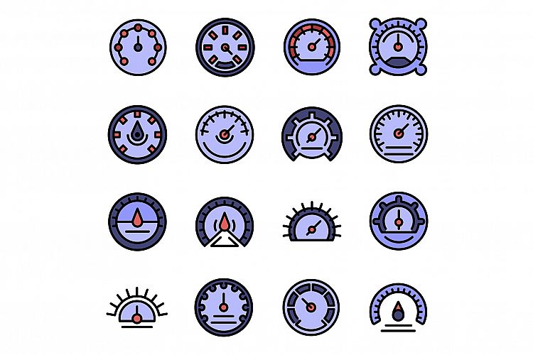 Barometer icons set vector flat example image 1