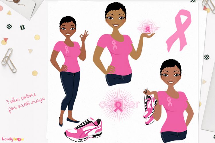Woman breast cancer character clip art (L282 Viola)
