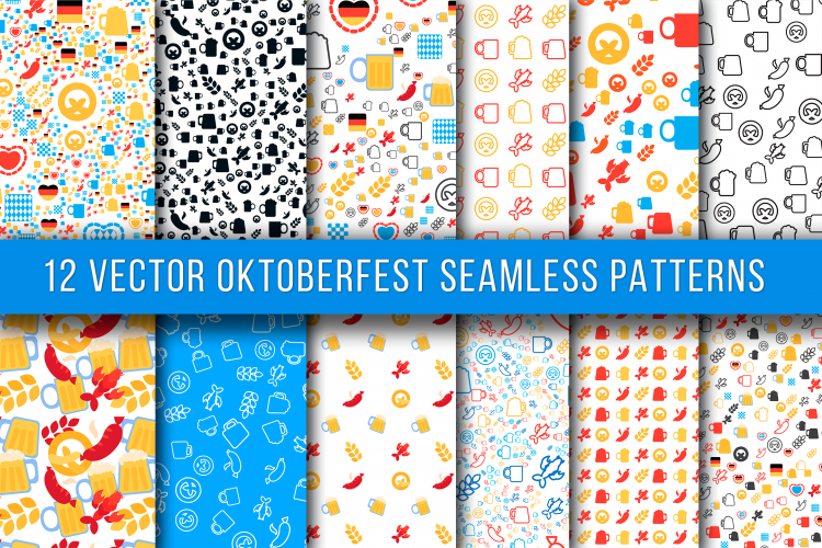 12 Oktoberfest Seamless Patterns