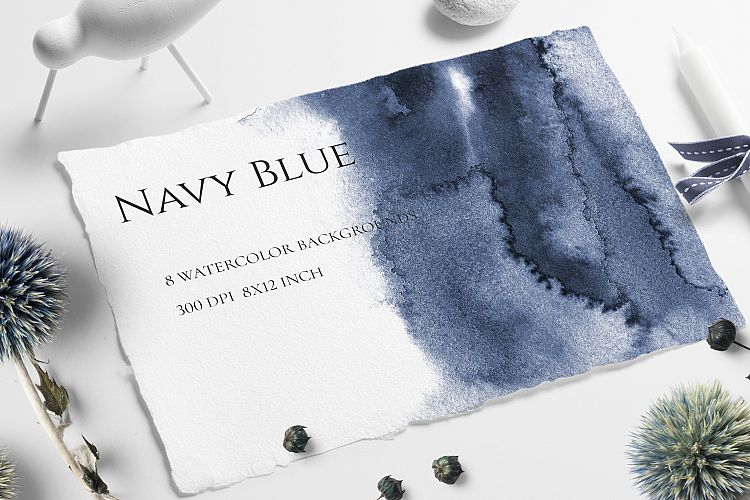NAVY BLUE OMBRE HAND-PAINTED WATERCOLOR TEXTURES