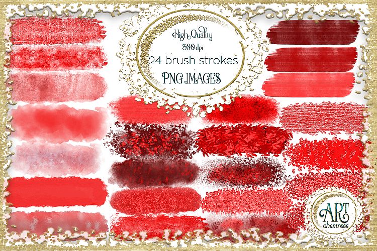 Scarlet Red Splotches Brush Strokes Clipart crimson Glitter  24 PNG - transparent background images