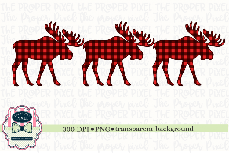 Moose Design Buffalo Plaid Christmas Sublimation Printable