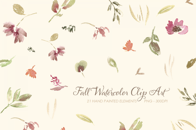 Fall Watercolor Clip Art Set #1