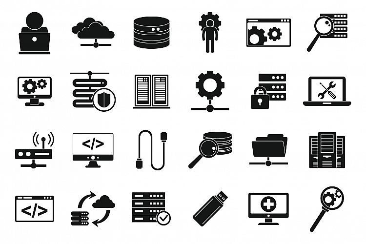 IT administrator icons set, simple style