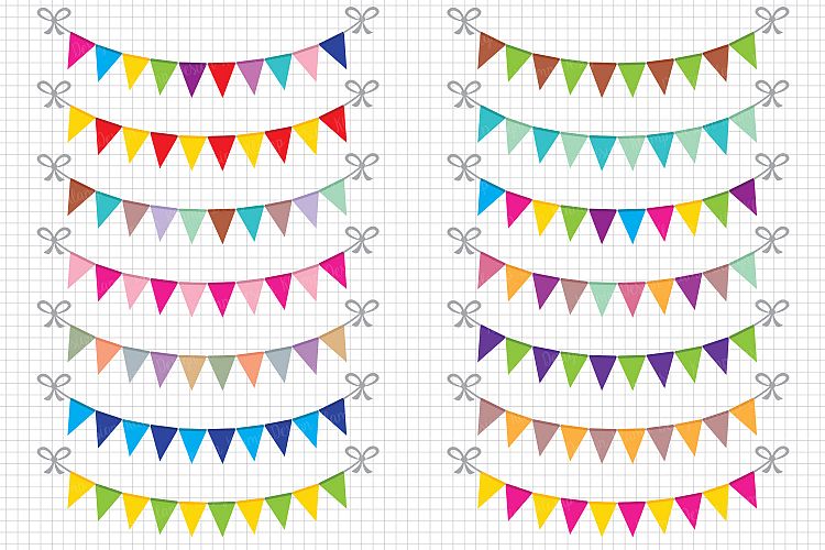 Bunting Banners Clipart / Party Bunting, Banner Clipart, Banner Flag Clipart, Party Banners, Holiday Bunting