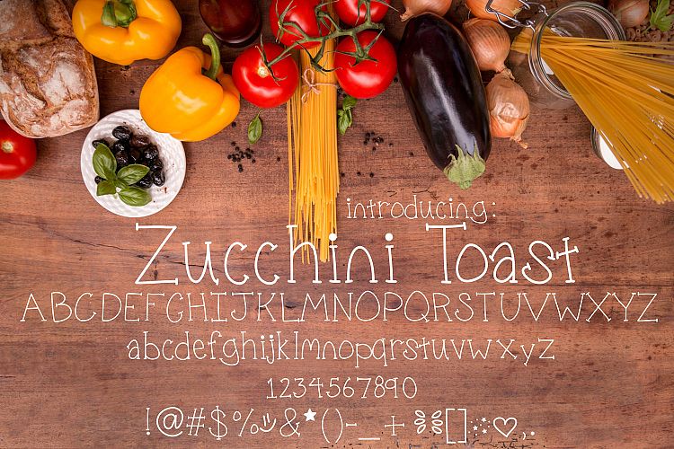 Zucchini Toast, A handwritten fun font with extras