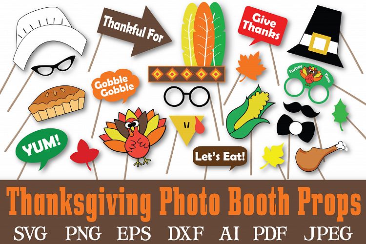 Thanksgiving Photo Booth Props SVG Cut File DXF EPS PNG SVG