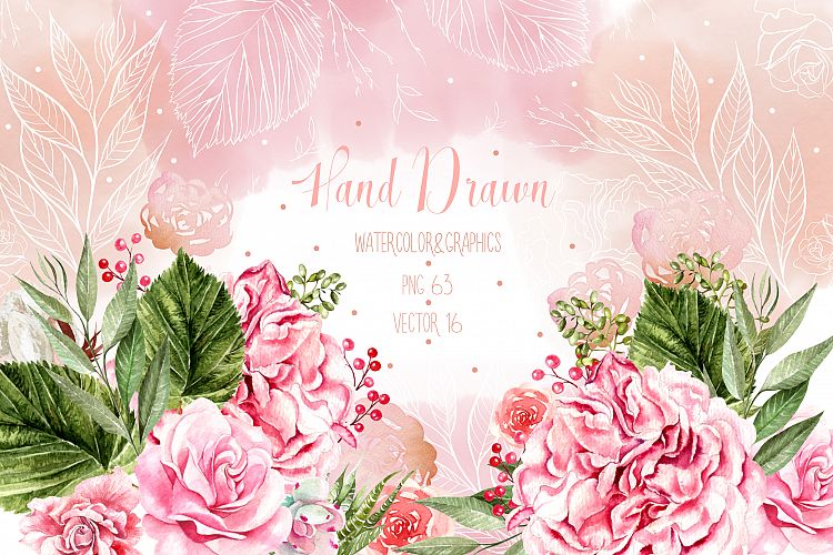 Watercolor&graphics flowers