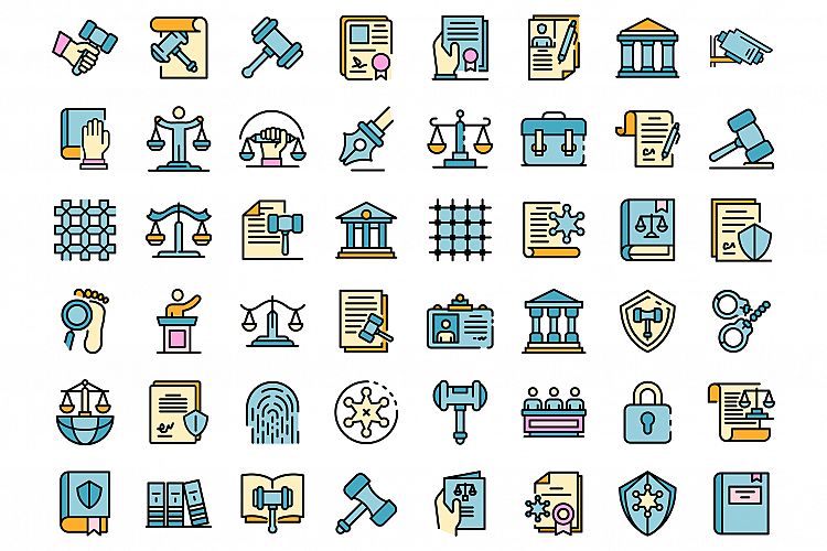 Justice icons set vector flat example image 1