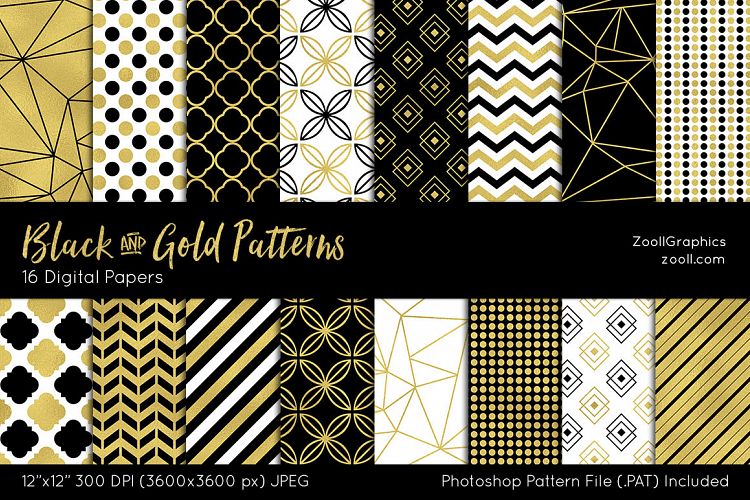 Black And Gold Digital Papers