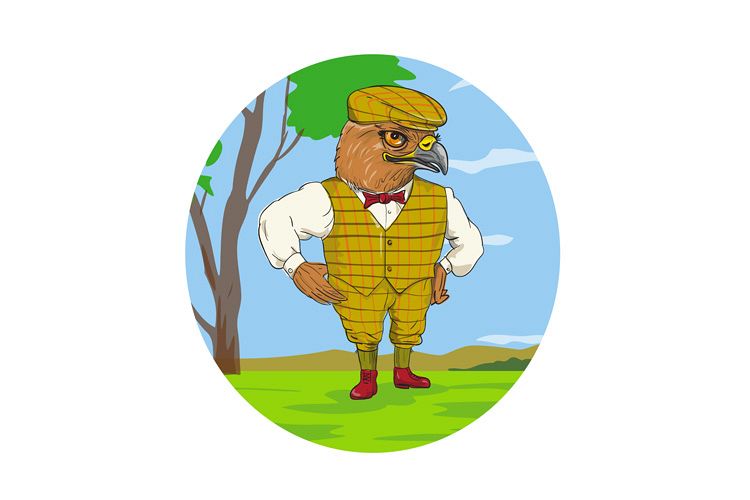 Hawk Outdoorsman Oval Drawing