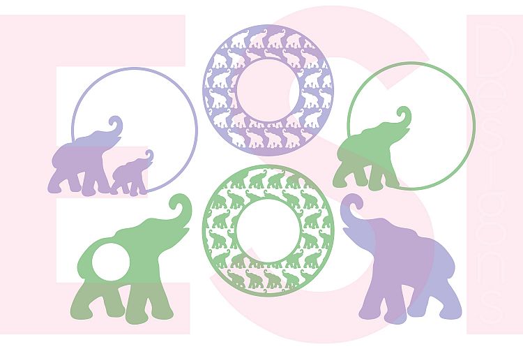 Elephant Circle Monogram Frame Designs Set example image 1