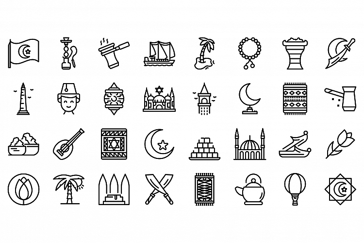 Istanbul icons set, outline style example image 1