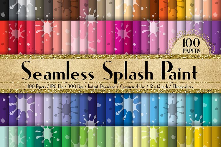 Download 100 Seamless Splash Paint Pattern Digital Papers (135520) | Patterns | Design Bundles