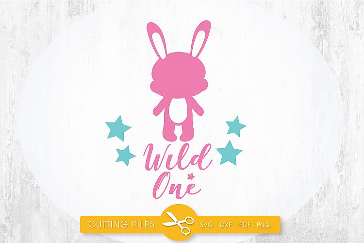 wild-one-bunny cutting files svg, dxf, pdf, eps included - cut files for cricut and silhouette - Cutting Files SG