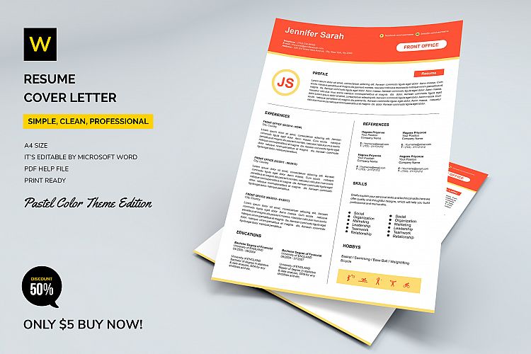Resume / Cover Letter - Pastel Colors