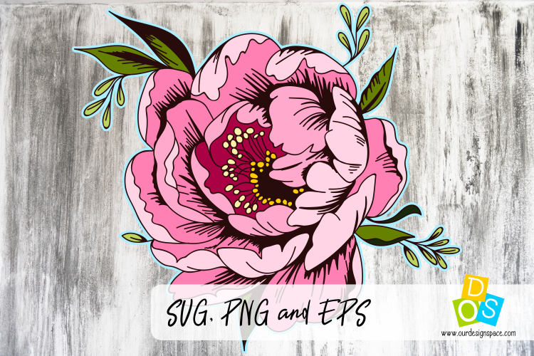 Vintage Peony Flower SVG, PNG and EPS