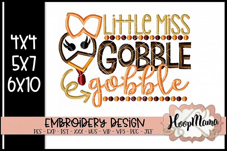 Little Miss Gobble Gobble - Thanksgiving Embroi