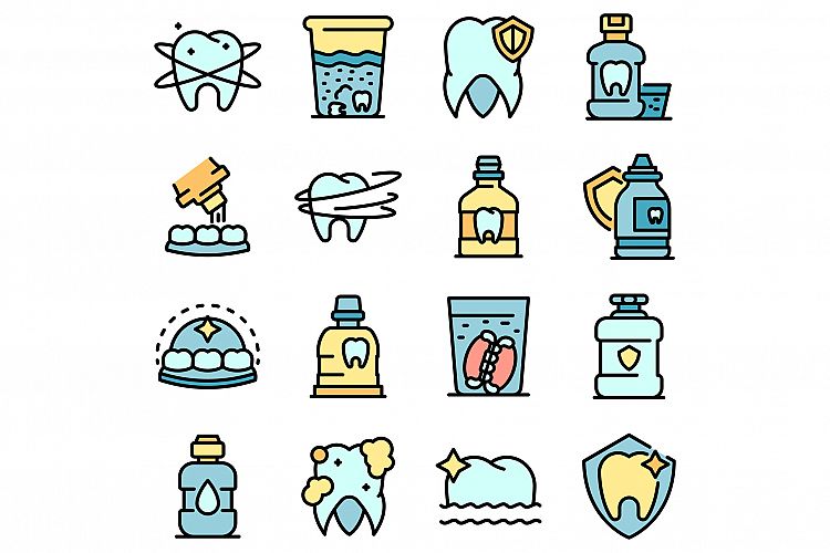 Tooth rinse icons set vector flat example image 1