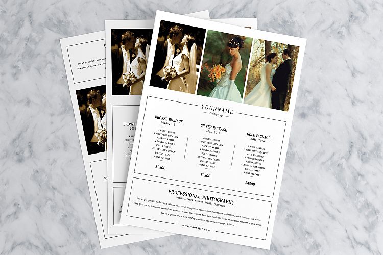 3 Photography Pricing Guide Marketing Flyer 