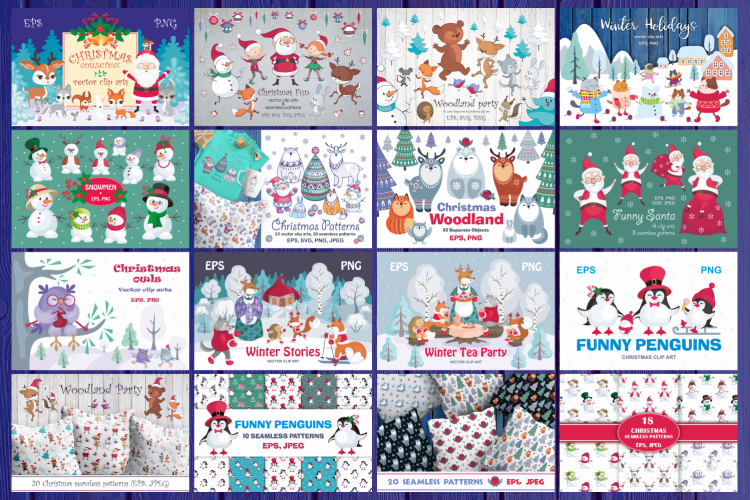 Download Christmas Bundle Vector Cliparts And Seamless Patterns Free Download Freedownloadae Yellowimages Mockups