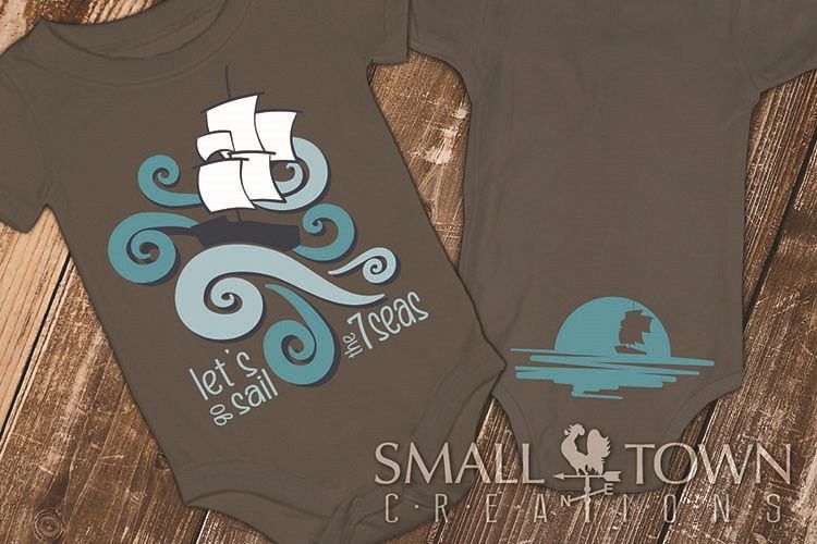 Pirate ship, Ocean, Sea, baby outfit, SVG - more cut files