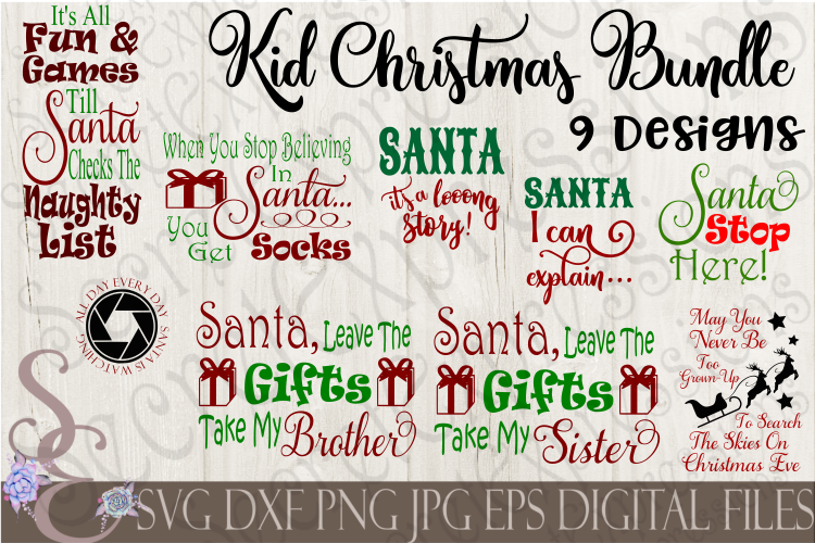 Kid Christmas SVG Bundle 9 Designs