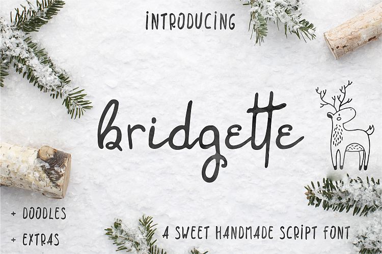 Bridgette script font & Woodland doodles