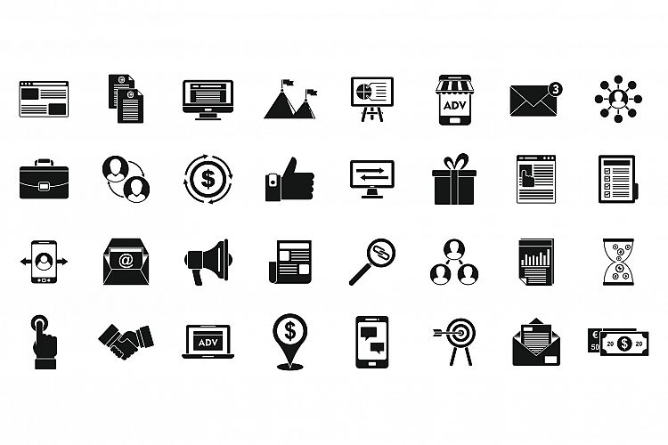 Social affiliate marketing icons set, simple style example image 1