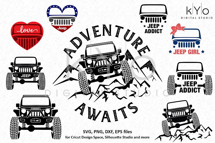 JEEP Adventure Design Bundle SVG PNG DXF EPS Vector files