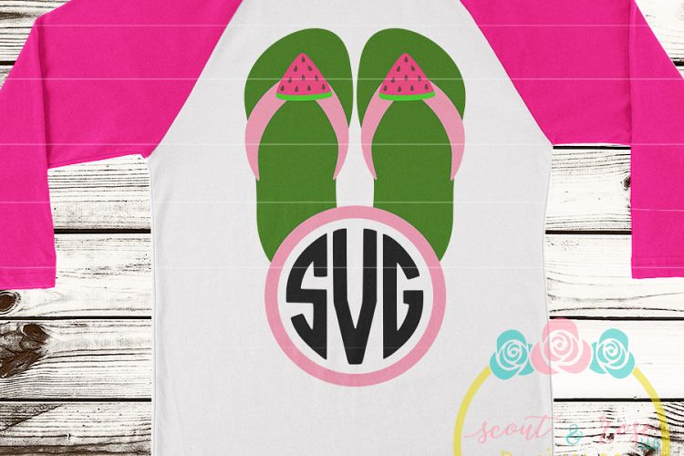 Watermelon Flip Flip Monogram Frame SVG DXF PNG