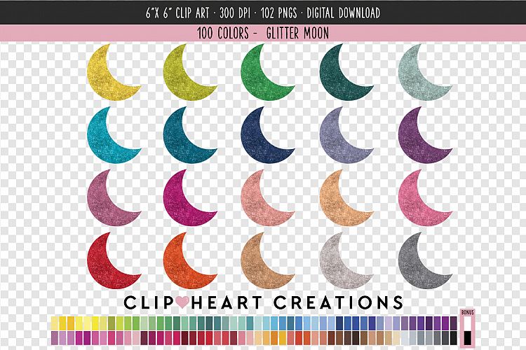 Glitter Moon Clip Art - 100 Clip Art Graphics