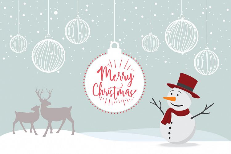Merry Christmas elements snowman poster