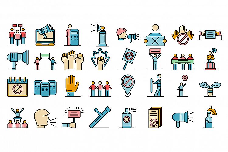 Protest icons vector flat