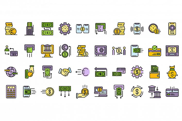 Money transfer icons vector flat example image 1