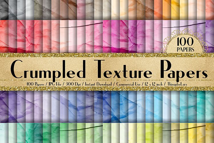 100 Folded Crumpled Texture Digital Papers 12 x 12 inch