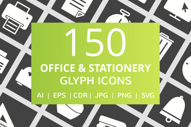 150 Office   Stationery Glyph Inverted Icons